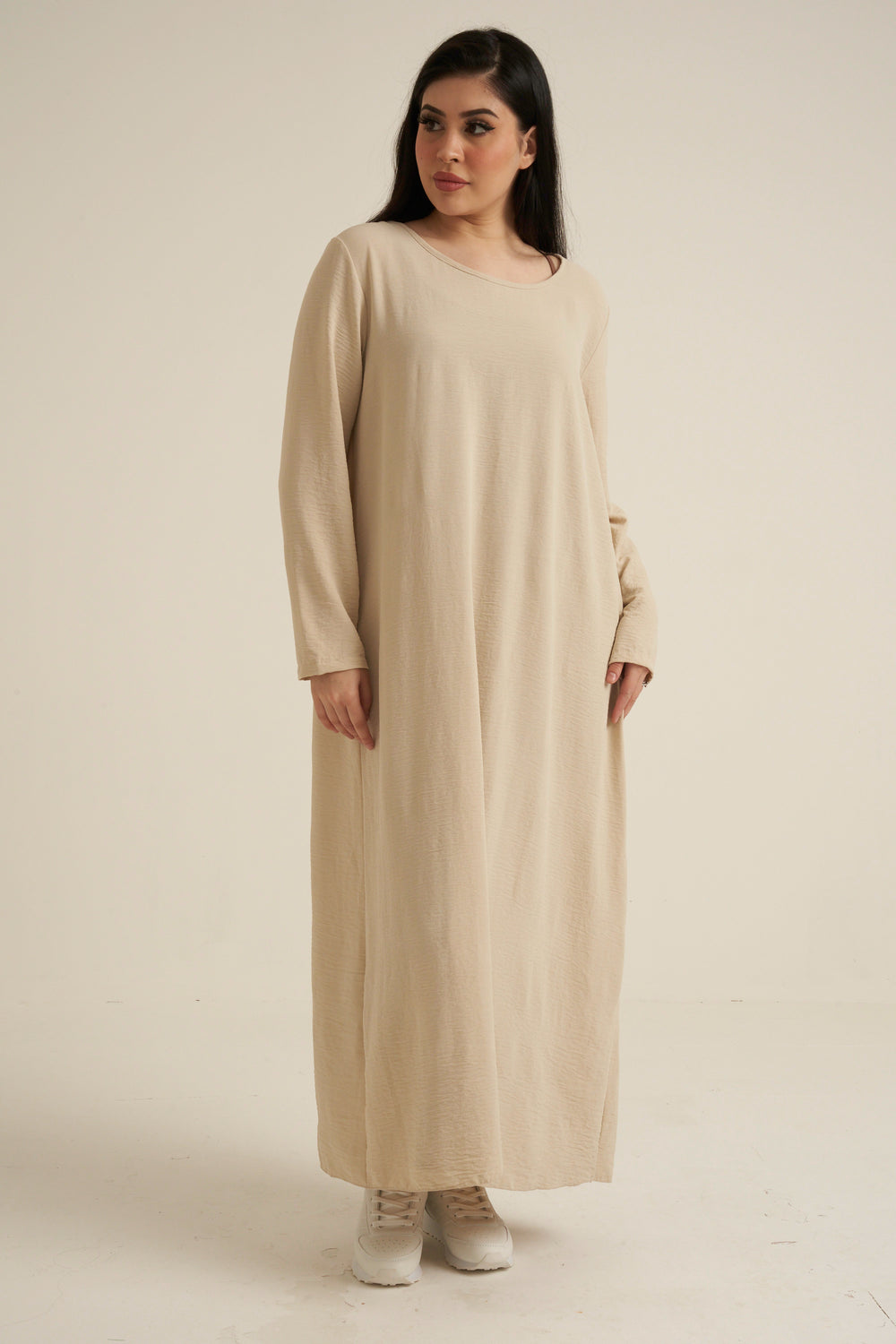 Cream Abaya Dress With Pockets – Luxvanti